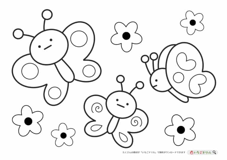 ちょうちょのぬりえイラスト
