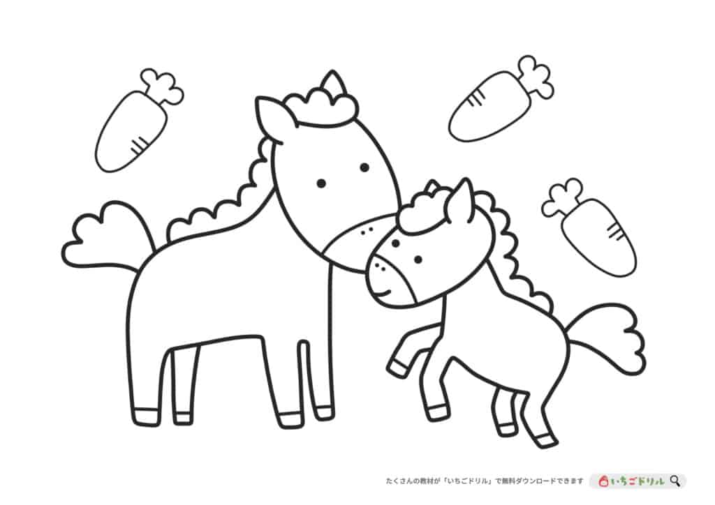 【無料ダウンロード】うまのぬりえ
