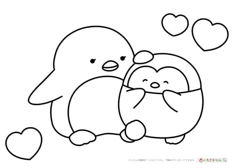ペンギンのぬりえイラスト