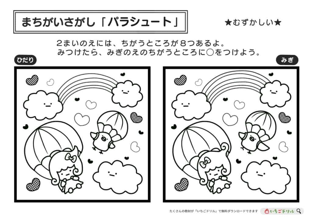 【むずかしい】パラシュートのまちがいさがし