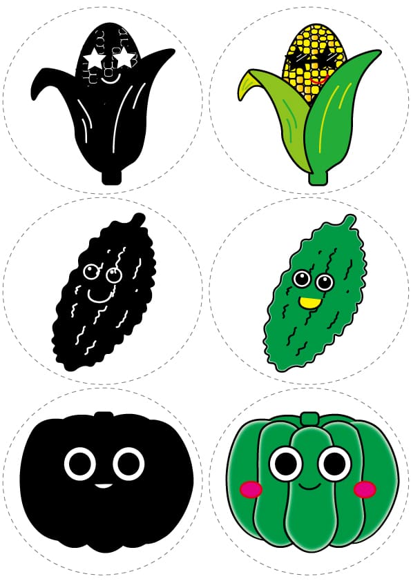 シルエットクイズ夏野菜ペープサートパネルシアター無料型紙保育小学校保育学生保育実習