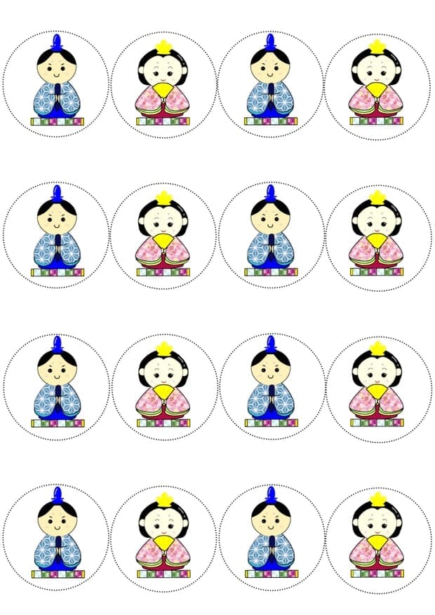 ひな祭りイラストペープサート無料教材