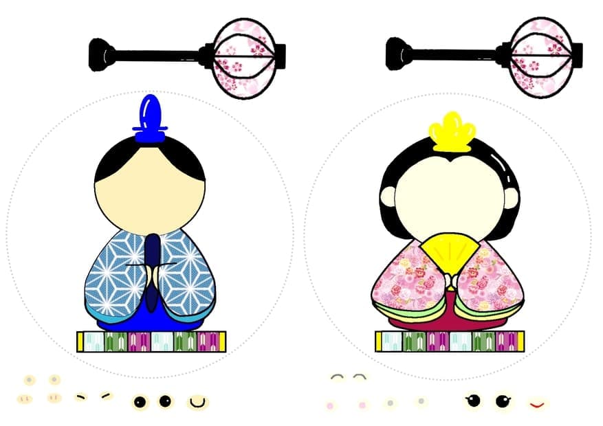 ひな祭りイラストペープサート無料教材