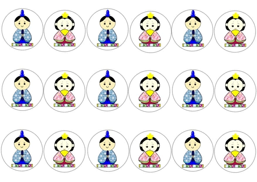 ひな祭りイラストペープサート無料教材