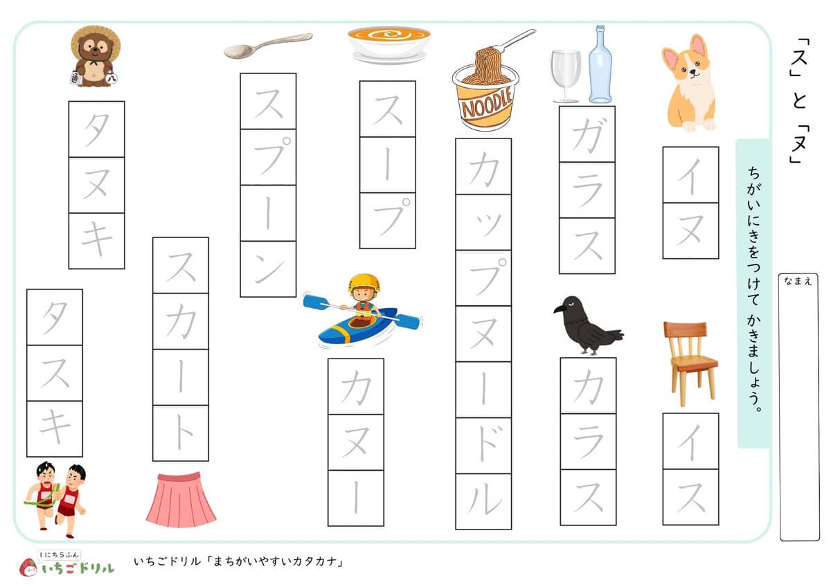 「ス」と「ヌ」