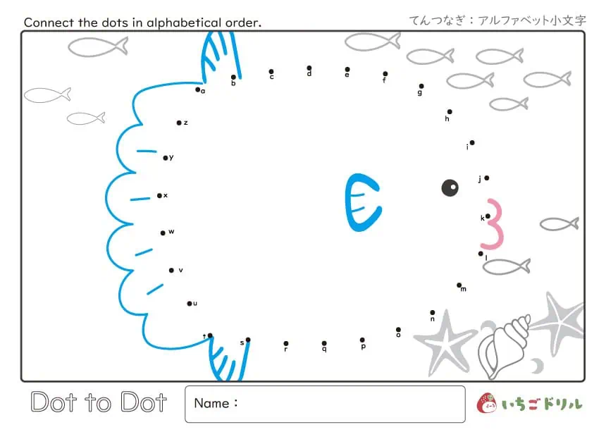 さかなの点つなぎ(小文字アルファベット)