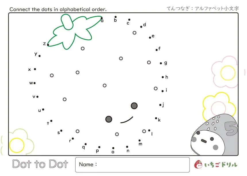 イチゴの点つなぎ(小文字アルファベット)