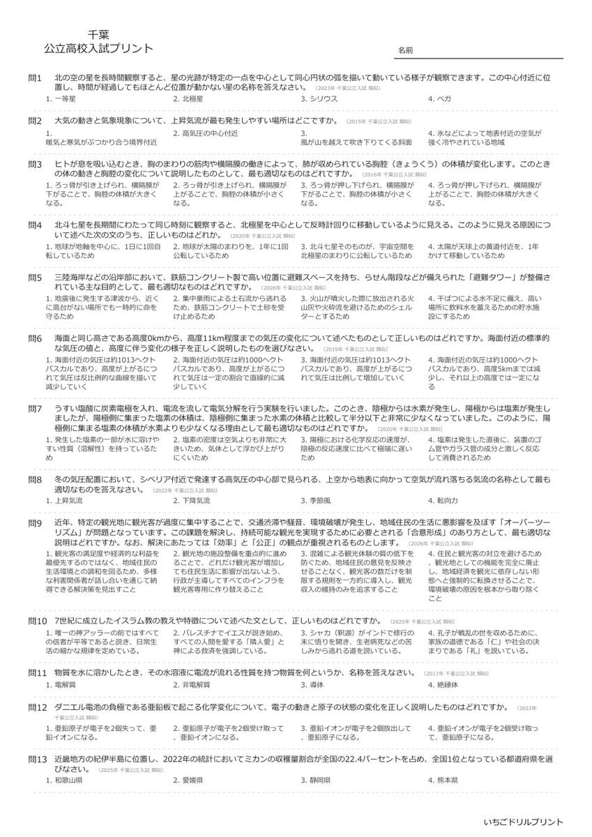 【2026最新】千葉の公立高校入試理科の傾向と対策と無料過去問|頻出単元を徹底分析