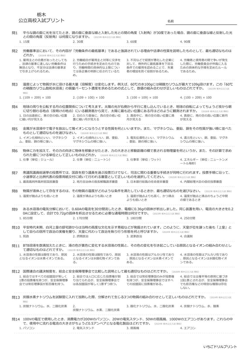 【2026最新】栃木の公立高校入試社会の傾向と対策と無料過去問|頻出単元を徹底分析
