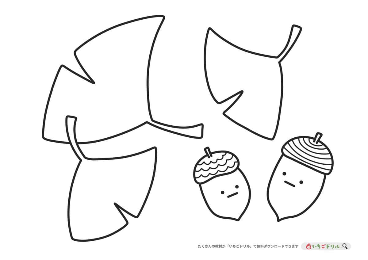 いちょうのぬりえイラスト