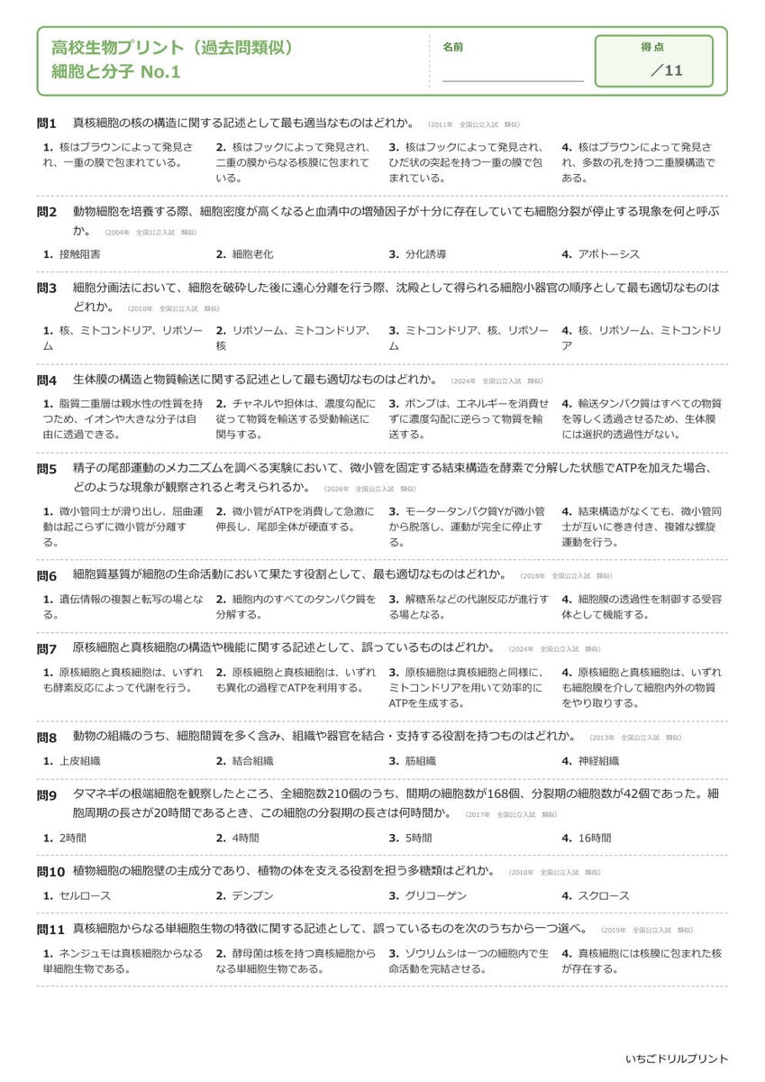 高校生物 学習プリント