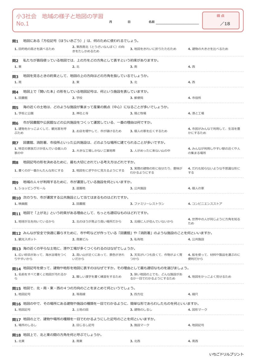 小学社会 まとめプリント
