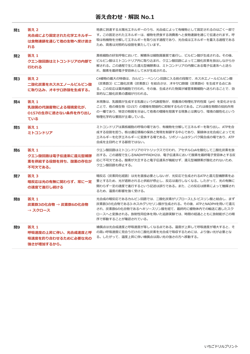 代謝 答え(サンプル)