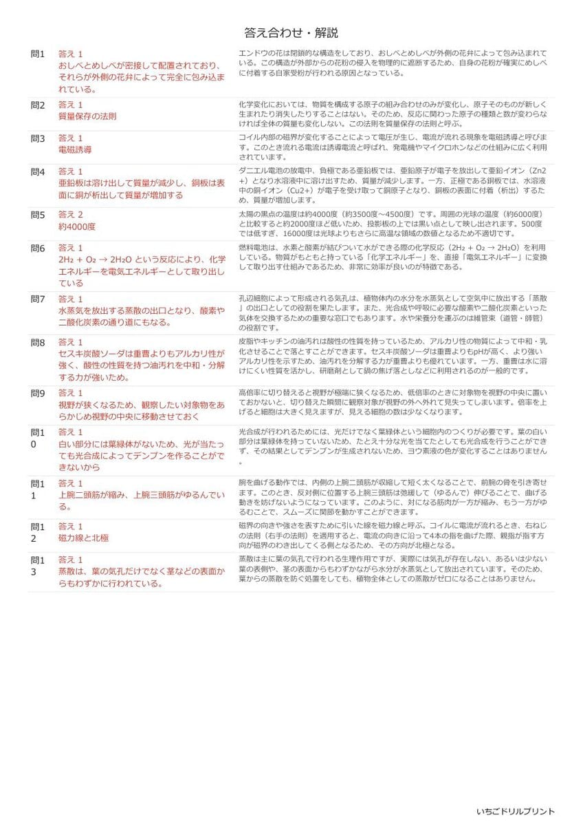 埼玉の公立高校入試 無料プリント一覧 答え（サンプル）