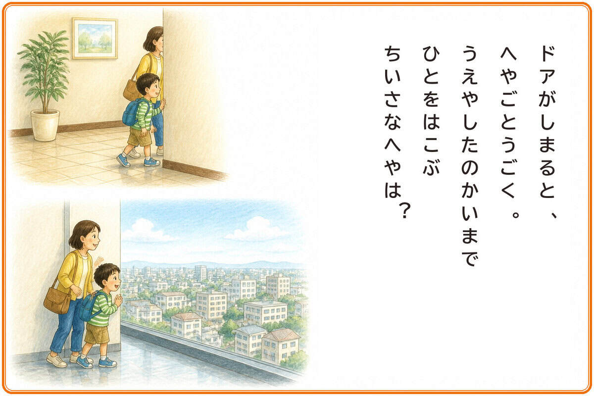 ドアがしまると、へやごとうごく。
うえやしたのかいまで
ひとをはこぶちいさなへやは？