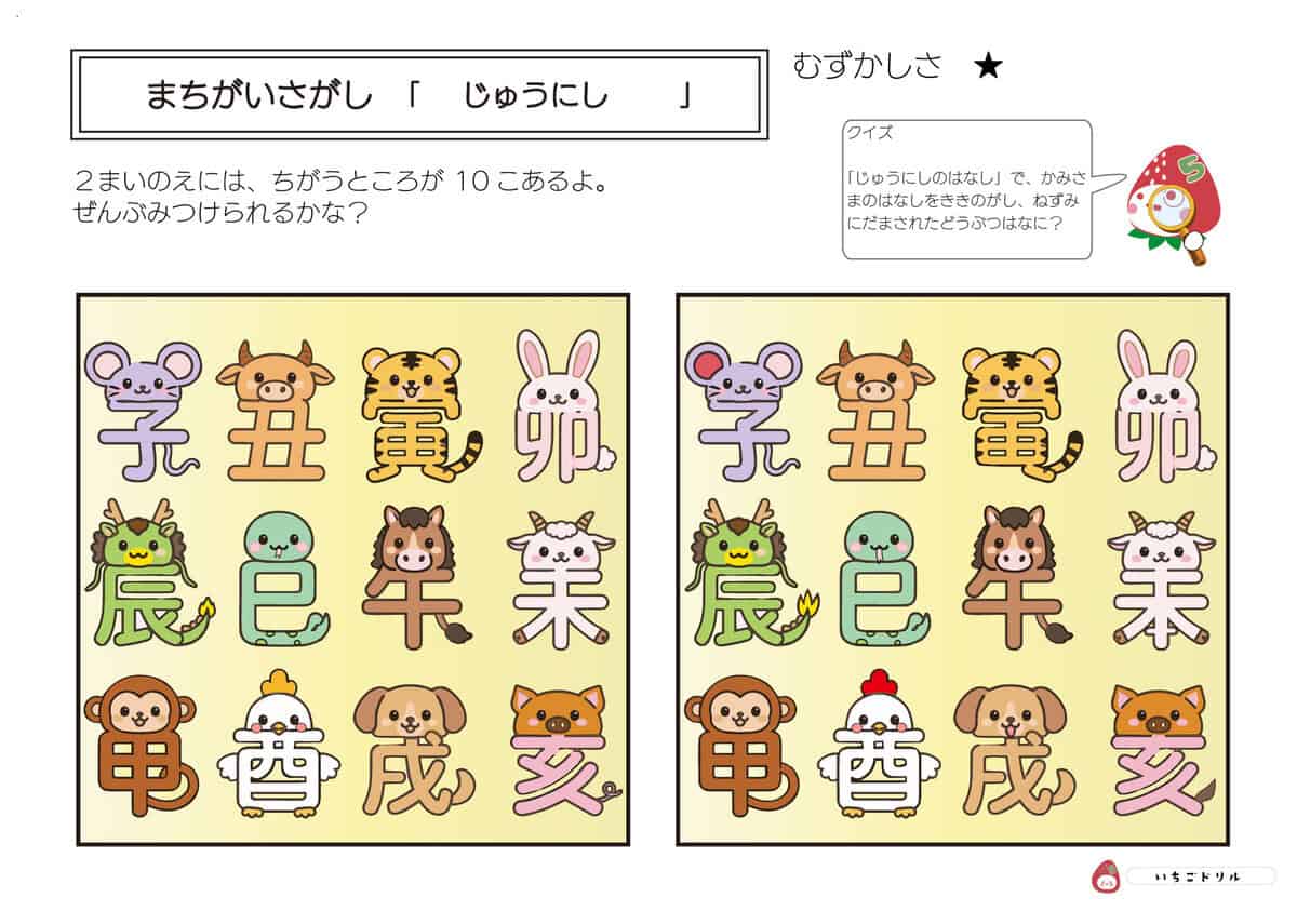 十二支の間違い探し