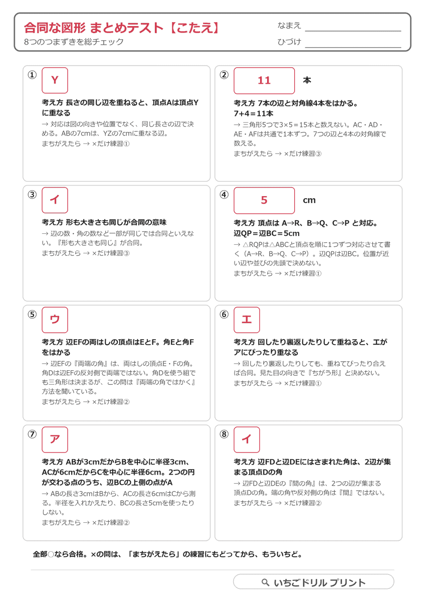 まとめテスト 答え(サンプル)
