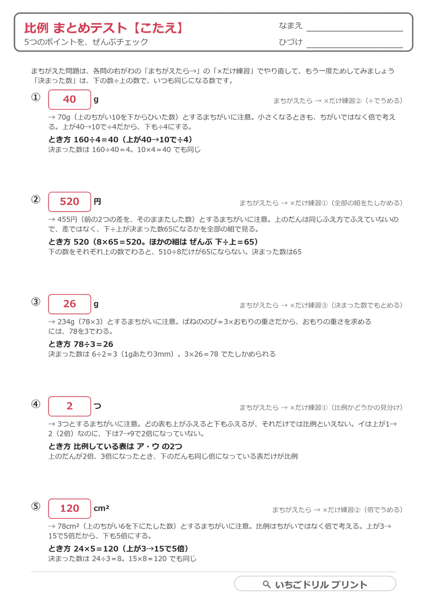 まとめテスト 答え(サンプル)