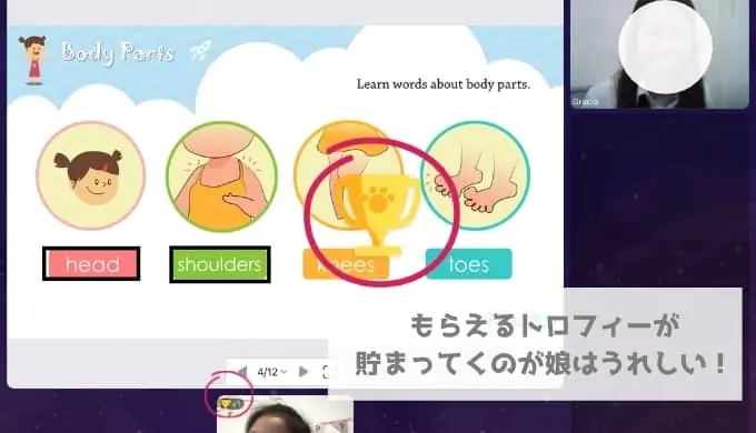 QQキッズは褒められてトロフィーがもらえる