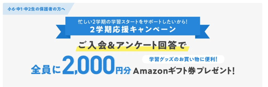 進研ゼミへの入会とアンケート回答でAmazonギフト券がもらえる