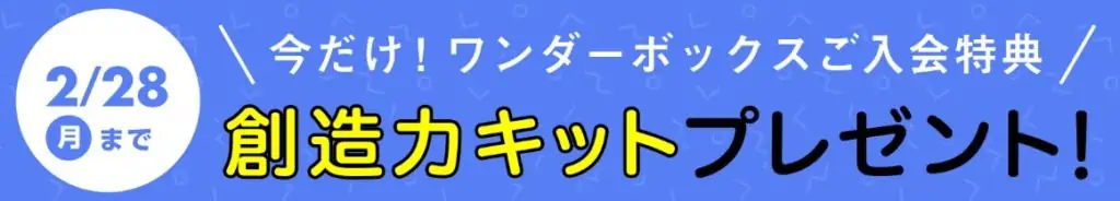 ワンダーボックスの入会特典として、人気のトイ教材がを2個プレゼント