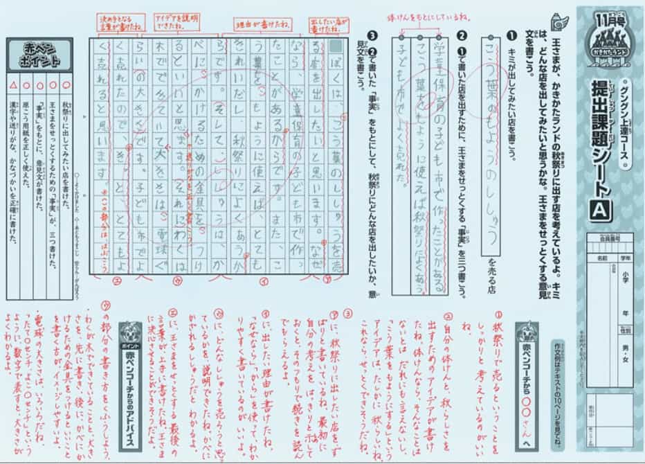 添削を受けて書く力を伸ばせる