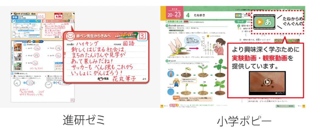 小学生の教科書準拠の通信教育教材進研ゼミと小学ポピー