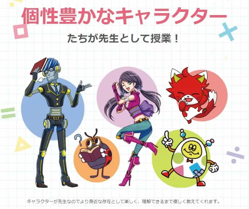 すらら教材内に登場するキャラクター5体