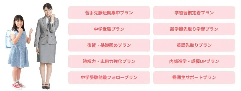 学校別対策も悩み別対策も叶える豊富なプランが魅力