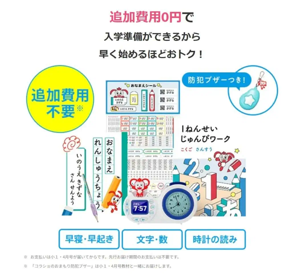 新小1向け進研ゼミ小学講座なら追加費0円で入学準備ができる